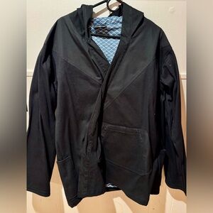 Men's Black Hooded Jacket with Patterned Lining